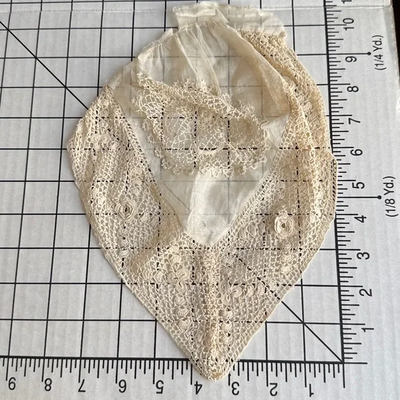 Antique Lace Collar & Trim Lot Victorian Edwardian Filet Lace Heirloom Sewing - Picture 4 of 12